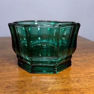 Vintage Indiana Glass Concord Octagon Candy Dish Teal/Emerald Green Color